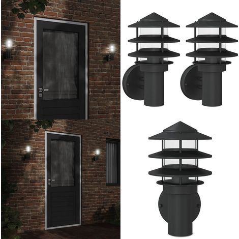 Außenwandleuchten 2 Stk. Schwarz Edelstahl - Outdoor-Beleuchtung - Wandleuchte - Gartenleuchte - Edelstahlleuchte - LED-Leuchte - Home & Living (1/5)