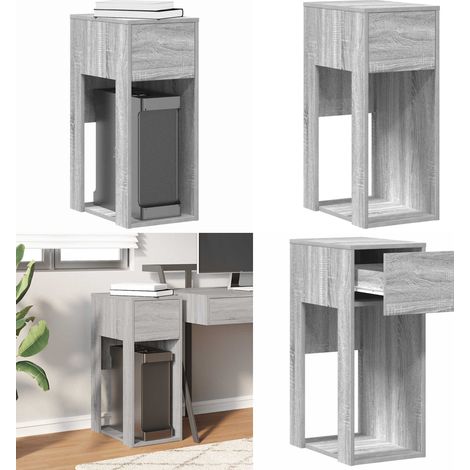 vidaXL Support de tour d'ordinateur et tiroir sonoma gris 30x44x74 cm (1/5)