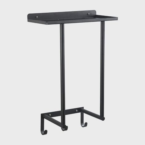 Porte Serviette Salle de Bain, Rangement Serviette Salle de Bain, Porte Serviette Noir Murale (1/5)