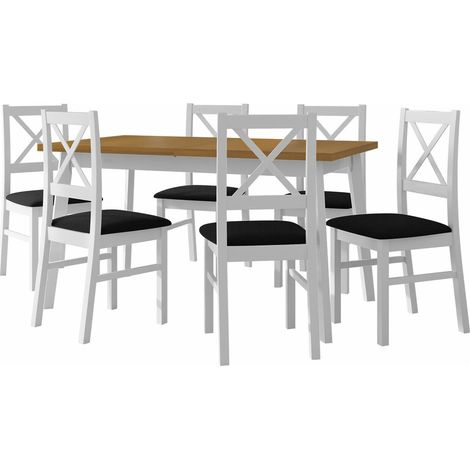 Conjunto de mesas y sillas para comedor Victorville 298 , 75x80x140cm, Diámetro: 0, Número de asientos: 6, Estilo: Contemporary
