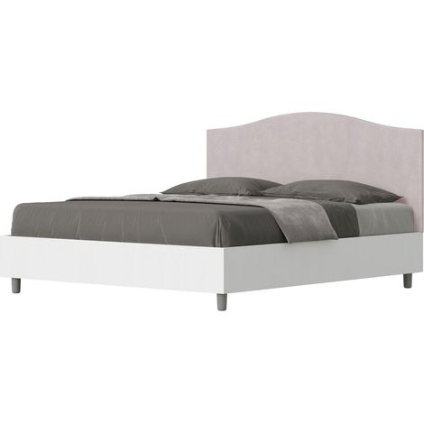 Letto matrimoniale contenitore doppia alzata 160x200 bianco frassino testata microfibra glicine Grace