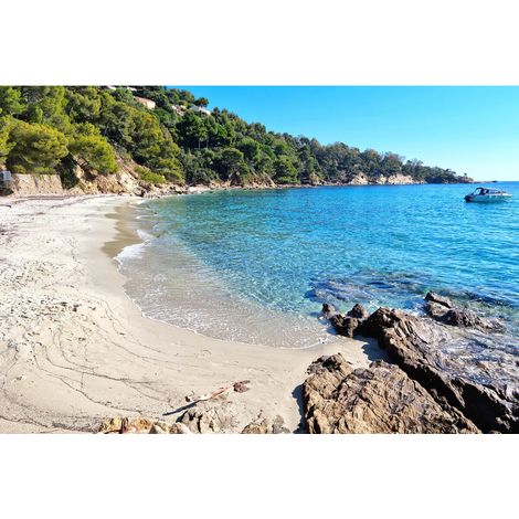 Tableau sur toile plage du Lavandou 65x97 cm - Impression sur Toile Murale Décorative - Image imprimée en HD sur Toile - Toile sur Châssis en Bois FSC - Fabriqué en France (1/4)