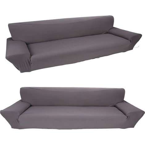 Housse de canapé extensible 4 places, protège-salon élastique gris, housse anti-taches pour canapé réversible (1/3)