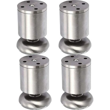 4 Pieds de meuble, Acier inoxydable, Réglable 0-10mm, Semelle caoutchouc, Pour cuisine bureau (1/5)