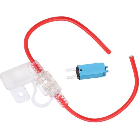 Porte-fusible 31,5cm avec fusible T3 réarmable manuel 15A, capot transparent étanche 12AWG pour auto, camion, camping-car (1/5)