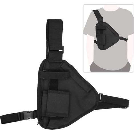 Sac de Talkie-walkie, 10,2x6,69 Pouces Pochette Radio Bidirectionnelle Portable Talkie-walkie Gilet Sac de Poitrine Pochette Noire avec Sangle Réglable Radios Bidirectionnelles Étui de Transport Porte (1/5)