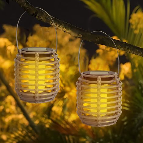 2 Pièces Petite Lanterne Solaire Exterieur, Petite Lampe Solaire D'extérieur, Suspension Lumière Extérieure, IP65, Résistantes aux Intempéries Lampe, pour Balcons, Jardins et Cours (1/5)