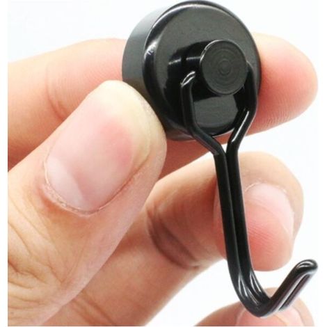Crochet Aimanté Puissant 15 kg Crochet Magnetique Frigo Noir Néodyme Pivotants Aimant Crochet Magnétique Crochets Aimantés Magnétiques pour Cuisine Torchon Tableau 6pcs