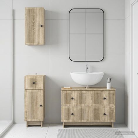 vidaXL 3 Piece Bathroom Cabinet Set EDE Sonoma Oak Engineered Wood (1/5)