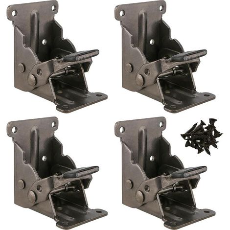 Lot de 4 pieds de charnières pliantes, table à charnières pliantes 0 à 90 ° - Auto-verrouillage - Pieds de table avec vis -Pour pieds de table, pieds, établi (1/5)