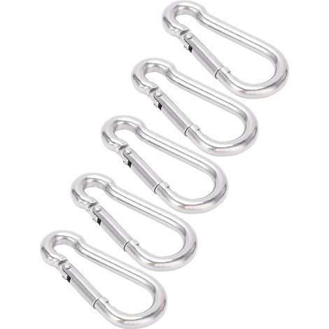 Lot de 5 mousquetons de 40 mm en acier inoxydable robuste avec ressort pour hamac et laisse de chien (1/5)
