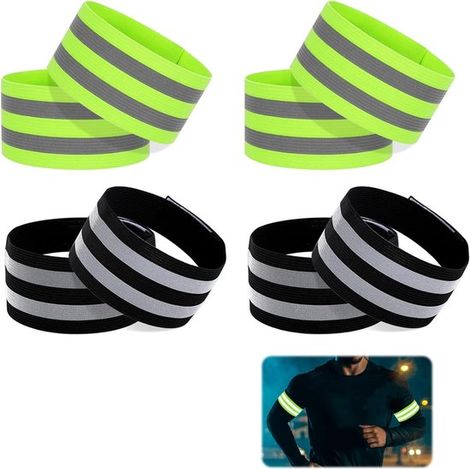 Lot de 8 clips de pantalon réfléchissants et élastiques, bandes de sécurité réglables pour cyclisme, course à pied et activités extérieures (1/5)