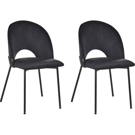 Esszimmerstuhl 2er Set COVELO Samtstoff Schwarz