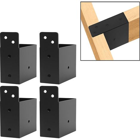 Kit de support robuste pour tonnelle, supports de balustrade pour terrasse, connecteurs DIY pour pergola, adaptés aux poteaux en bois secs de 2 x 4 pouces (1/5)