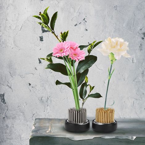 Lot de 2 aiguilles Kenzan rondes en cuivre et acier inoxydable, accessoire pour la composition florale (1/5)
