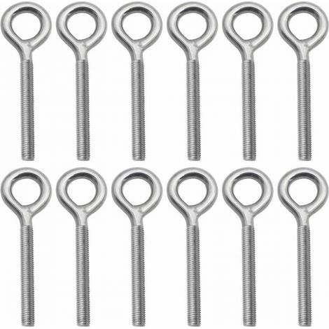 Lot de 12 - M8 Boulons à Oeil en 304 Acier Inoxydable Vis à Anneau Piton à Visser pour Balançoire Machine Extérieure (1/5)