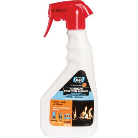 GEB – Nettoyant pour vitres d'inserts et poêles – Élimine suies et goudrons – Pulvérisateur 500 ml – Pour plaques chauffantes et fours