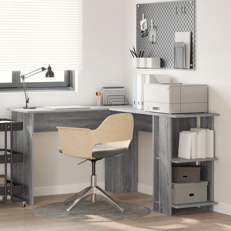 vidaXL Corner Desk Grey Sonoma Engineered Wood 140 x 113.5 x 75 cm
