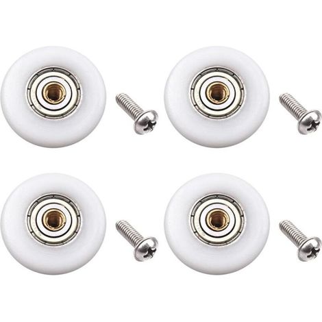 Lot de 4 roulettes de porte de douche – Pièce de rechange pour porte de douche coulissante en verre de salle de bain (diamètre du rouleau 23 mm) (1/5)