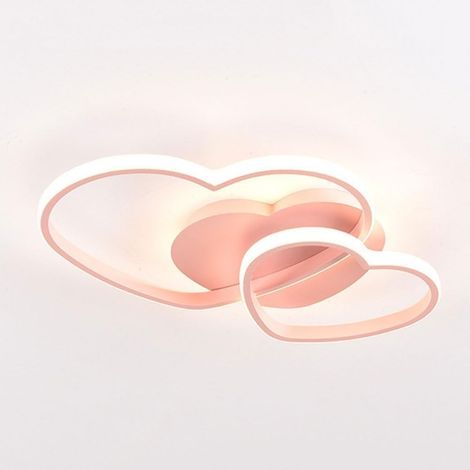 Plafonnier LED à intensité variable, modèle moderne en forme de cœur, 3000 K-6500 K, lustre avec télécommande pour chambre à coucher ou chambre d'enfant,Rose