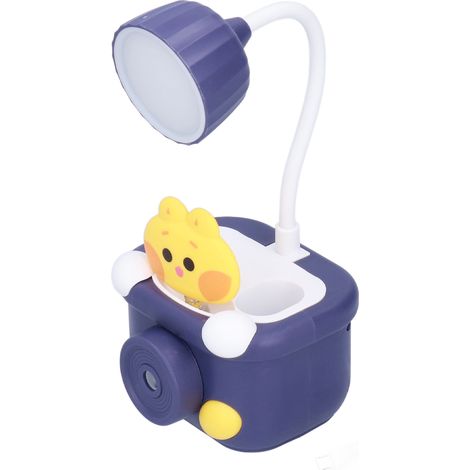 Lampe de bureau USB Chat à jingle avec appareil photo, porte-stylo, taille-crayon LED, lampe de bureau bleue (1/5)