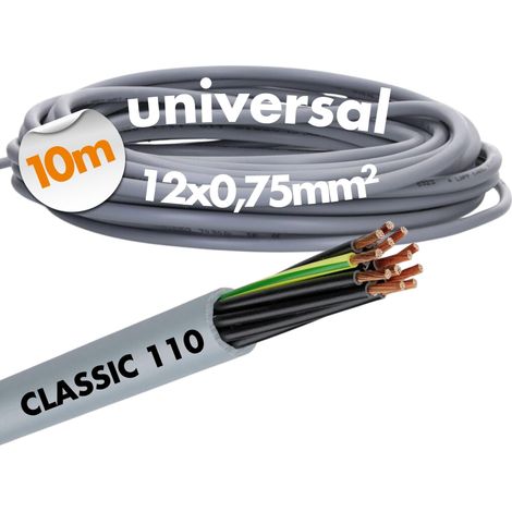 10 m Lapp 1119112 Ölflex Classic 110 - Cavo di controllo in PVC, 12 x 0,75 mm², con conduttore di protezione verde e giallo, 12 G0,75 mm², cavo di controllo a 12 fili, 12 fili