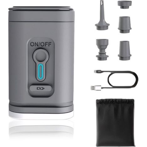 Pompe à air électrique portable Ynkkvre – Ultra-mini et puissante – Batterie rechargeable 2400 mAh – 5 embouts – Gonflage et dégonflage rapides – Pour piscines, matelas pneumatiques et sacs sous vide (1/5)