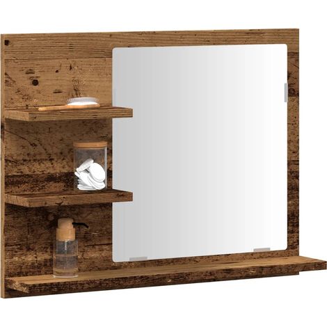 vidaXL Armadietto a Specchio da Bagno Legno Vecchio 60x10,5x45 cm