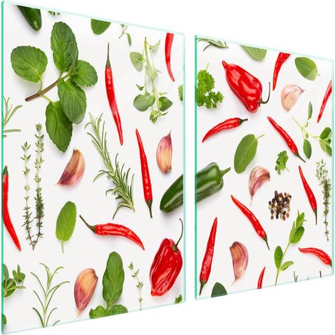 Plaque de protection en verre pour poêle 2x45x52 Légumes (1/5)
