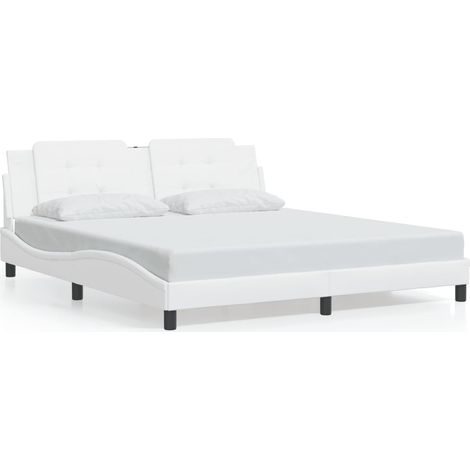 Lit double,Lit adulte,Cadre de lit sans matelas Zadar blanc 180x200 cm similicuir CFW6864946 (1/5)