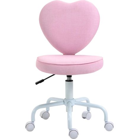 Bürostuhl, Rückenlehne in Herzform, Sitzhöhenverstellung mit Gaslift und Drehrollen, Polsterung aus Schaumstoff, Rosa (1/5)