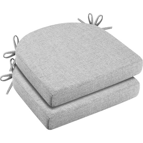 Set of 2 Chair Cushions, 43 x 42 x 2 cm, High Density Foam Seat Cushion, Comfortable Seat Cushion for Indoor and Outdoor Use, Garden Balcony Living Room, Grey (1/5)