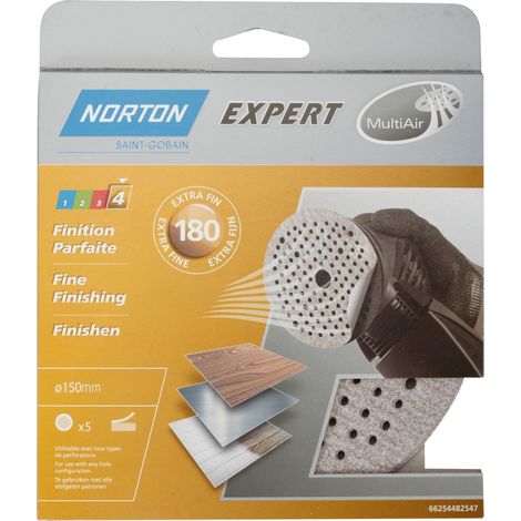 NORTON Lot De 5 Disques Abrasifs Norton, 150 Mm, Grains 180 (1/3)