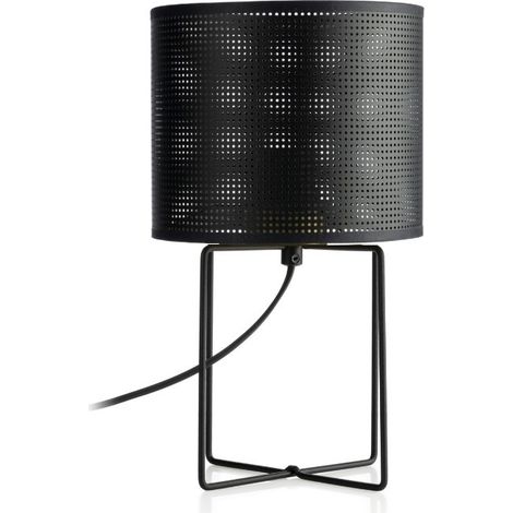Lampada da tavolo Loft Shade nera in metallo E27 Luminex