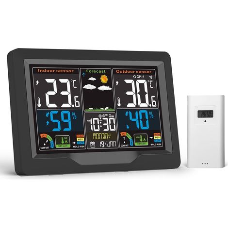 Dengmx-Station Météo Intérieur Extérieur sans Fil avec - 9,3 cm, Capteur, Thermomètre - été / bricolage (1/5)