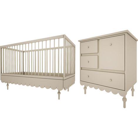 Lit évolutif 70x140 et commode 3 tiroirs Wood Luck Babushka Olive