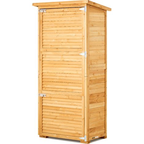 VEVOR Abri de Jardin, 800x500x1620 mm, Grand Abri de Rangement a Outils Exterieur en Bois de Cedre, avec Cadre en Metal, Serrure, Armoire de Stockage a Toit Plat Etanche, pour Patio, Cour, Pelouse