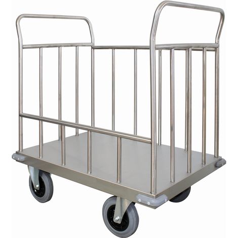 Carrello trasporto universale 4 sponde in tubolare in acciaio INOX AISI 304