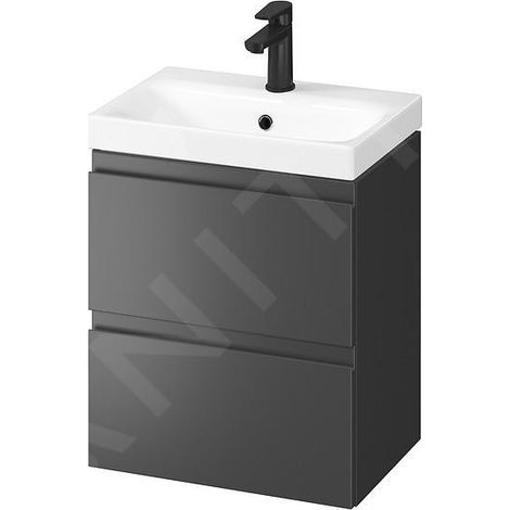 Cersanit Moduo - Meuble avec lavabo, 57x50x35 cm, 2 tiroirs, anthracite S801-478 (1/2)