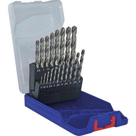 Tivoly - Set mit 19 HSS-Metallbohrern geschliffen Kreuzspitze Ø 1 bis 10 mm in 0,5-mm-Schritten