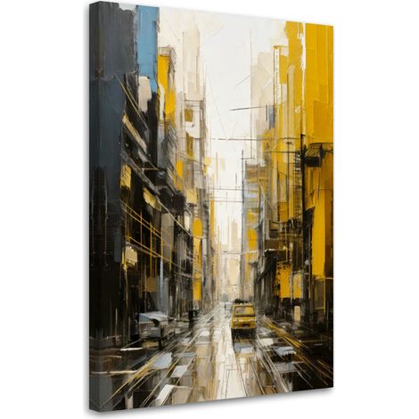 Quadro su tela, Città  Strada Astratto Giallo Grigio - 40x60 (1/3)