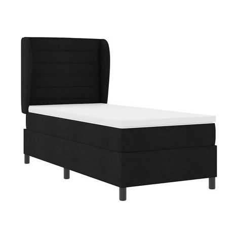 Lit à ressorts, matelas noir, 80 × 200 cm, tissu, tissu doux et respirant, meuble de chambre, design contemporain, montage facile (1/5)