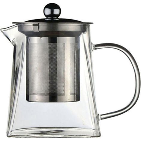 Bouilloire en verre borosilicate avec infuseur amovible en acier inoxydable, idéale pour le thé fleuri et en vrac, 550 ml (1/3)