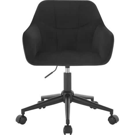WOLTU Sedia/Poltroncina da Ufficio Scrivania a Rotelle Girevole in Velluto con Braccioli e Rotelle Altezza Regolabile, Nero (1/5)