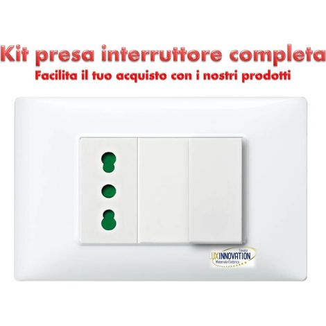 Presa con pulsante completa monoblocco con placca bianca compatibile plana
