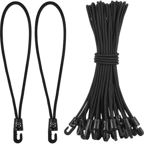 Tendeurs Elastique avec Crochets Tendeur Crochet Bache Cordons Élastiques Courts avec Crochets Tendeur en Caoutchouc pour Bannière Pavillon Bâche Camping Tente