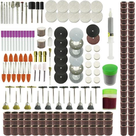 Outils abrasifs, accessoires de ponçage, meulage, polissage, gravure, tête d'outil pour meuleuse Dremel, outils rotatifs, 217 pièces (1/5)