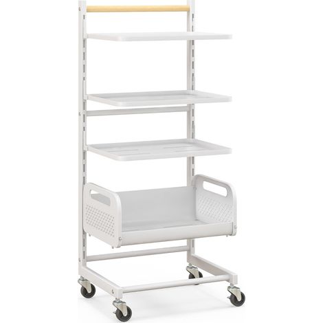Carrello portaoggetti 35,5 x 29 x 84,5 cm mobile e multifunzionale stile contemporaneo metallo bianco 200011352
