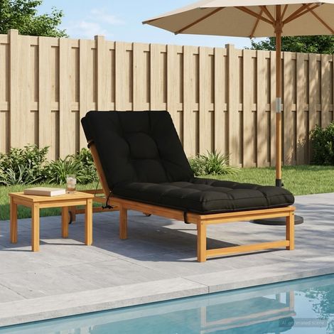 vidaXL Cuscino per Lettino VIANEN 100% Poliestere Nero 200 x 90 x 8 cm