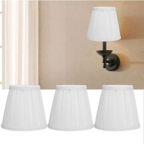 3pcs abat-jour tissu – E14 clip blanc – plissé moderne – pour chambre salon hôtel
